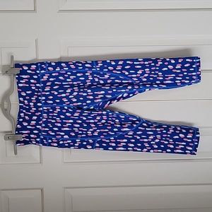Zyia Active blue pink white yoga workout calf length leggings sz 6-8
